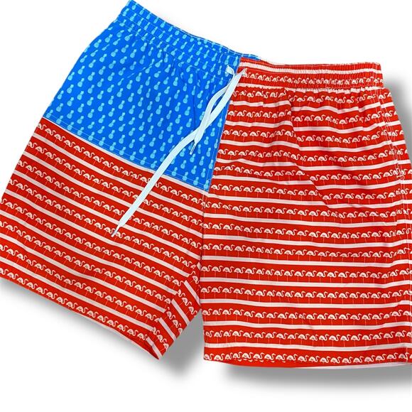 Chubbies Other - Chubbies Americana Swim Trunks Size 2X Large Red White Blue Stripe Elastic Waist